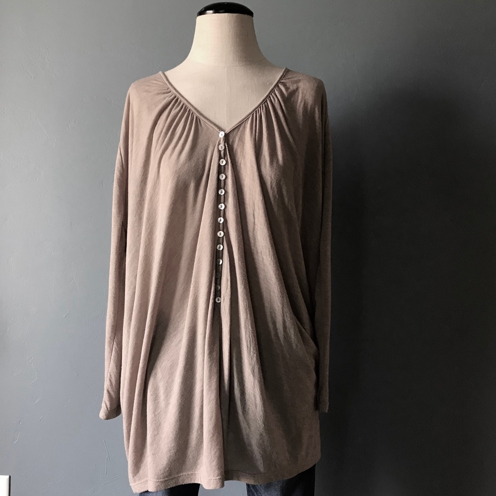 Love Stitch Oversized Button Detail Top